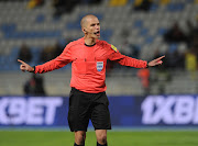 South African referee Victor Gomes takes charge during the CHAN Group C match between Nigeria and Rwanda on 15 January 2018 at Grand Stade de Tanger, Tanger Morocco.