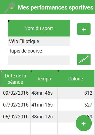 Android application Mes performances sportives screenshort