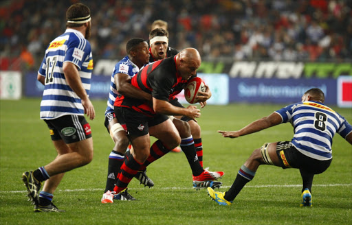 CJ van der Linde of the EP Kings drives forward during the Absa Currie Cup match between Eastern Province Kings and DHL Western Province at Nelson Mandela Bay Stadium on August 08, 2014 in Port Elizabeth, South Africa.