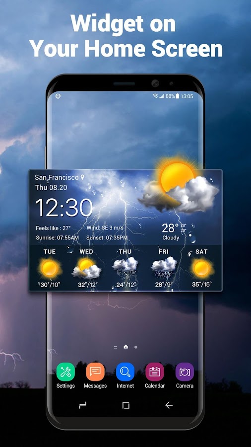 прогноз погоды и часы виджет — приложение на Android