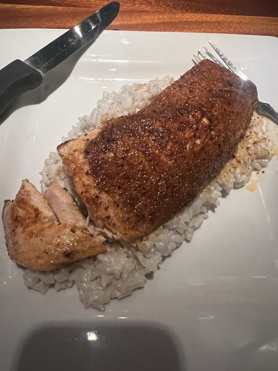 Salmon with coconut rice