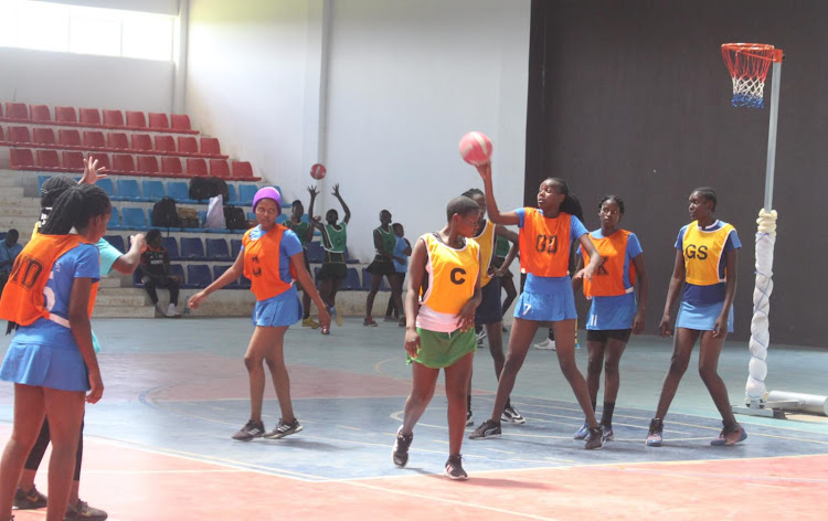 Action between MKU (Orange) and Tiger's at the Ulinzi Sports Complex on February 11
