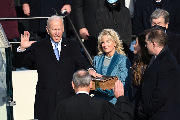US President-elect Joe Biden is sworn in as the 46th US President, at the US Capitol in Washington on January 20 2021.