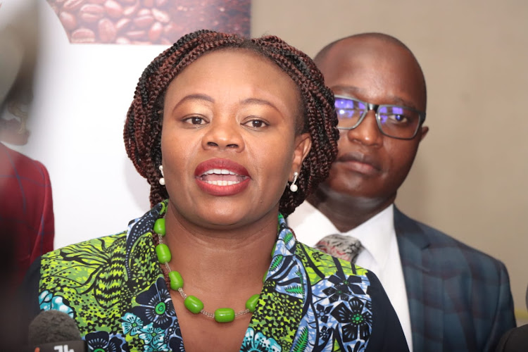 Githunguri MP Gathoni Wamuchomba with other lawmakers when they addressed the press on February 21,2023