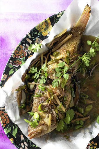 Whole deep-fried fish with ginger & shiitake sauce A quick supper dish for fans of bold Asian flavours