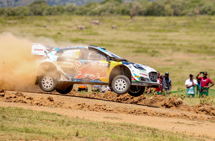 Gari la mashindano wakati wa majaribio ya WRC Safari Rally Naivasha mnamo Machi 27, 2024.