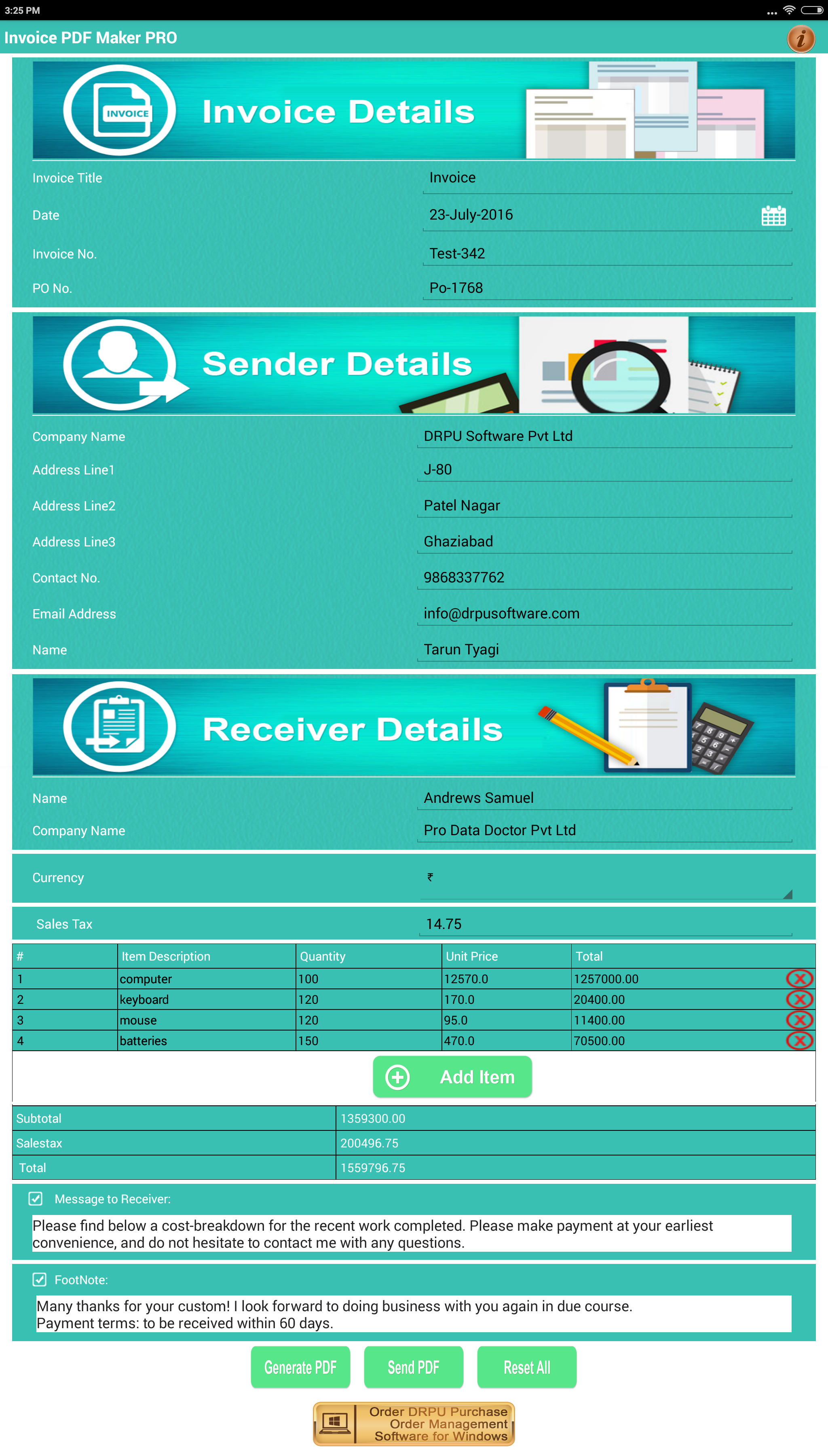 Android application Invoice PDF Maker PRO screenshort