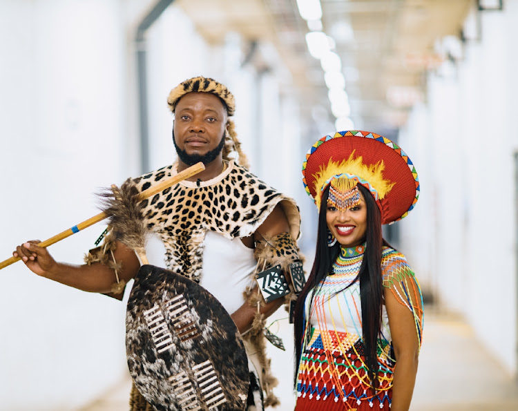 Ntombee Ngcobo and Khathinde “Tshatha” Ngobe who are presenters of the new maskandi show Yash’ingoma on Mzansi Magic.