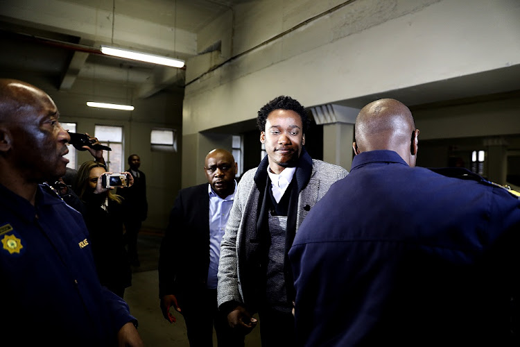 Duduzane Zuma arrives for his appearance at The Specialized Crimes Court, in Johannesburg.