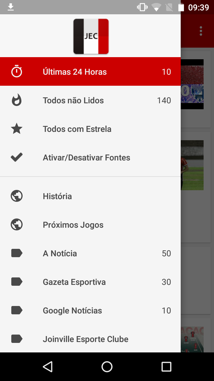 Android application Notícias do Joinville EC screenshort