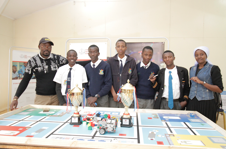 Senior team from Ndururumo High School during the WRO competition