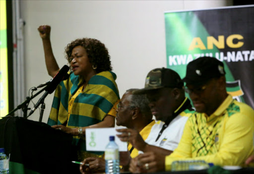 Baleka Mbethe speaks at the Provincial General council of the ANC in KZN at the Olive Convention Centre in Durban Picture: Jackie Clausen