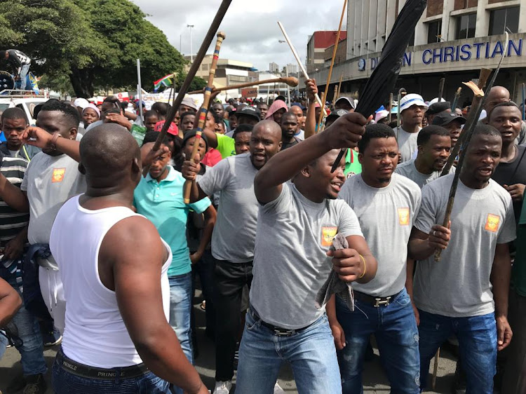 A peaceful Human Rights Day protest in Durban's Central Business District where several hundred people from various organisations have embarked on a solidarity march from the King Dinizulu Park to City Hall on Thursday, March 21