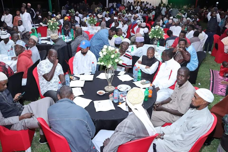 Muslim faithful during the county’s Iftar party at her Whitehouse office compound in Machakos County on April 5, 2024.