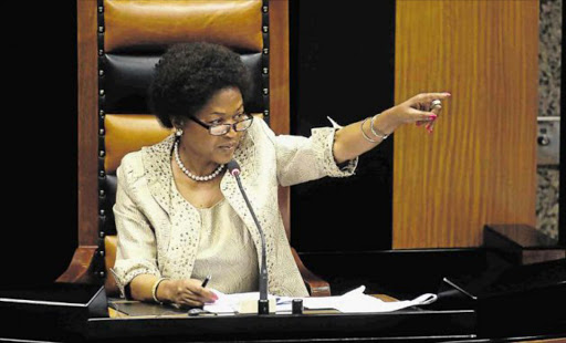 National Assembly speaker Baleka Mbete Picture: FILE