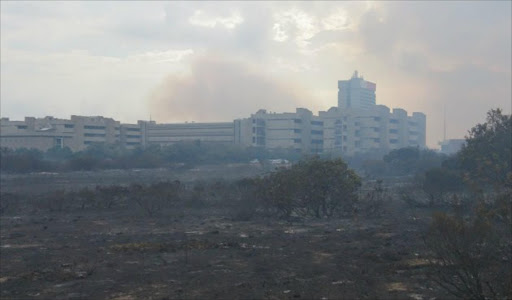 MMU cancelled classes at three of its campuses after raging veld fires in Summerstrand overnight affected large parts of the campuses. Photo: Eugene Coetzee/The Herald.