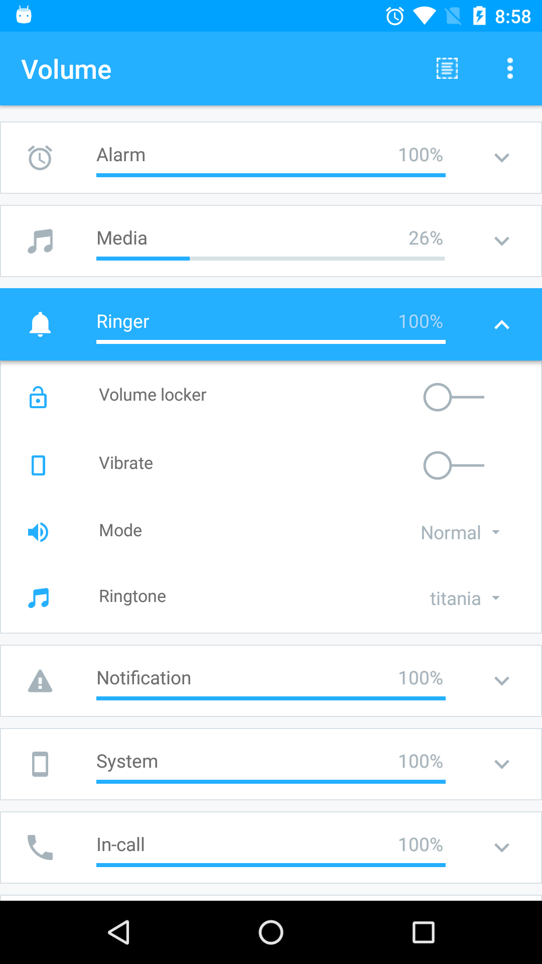 Android application Volume Control + screenshort