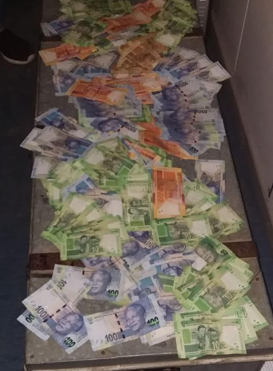 The money a 48-year-old man allegedly used to attempt to bribe KZN cops after being caught with a stolen vehicle.