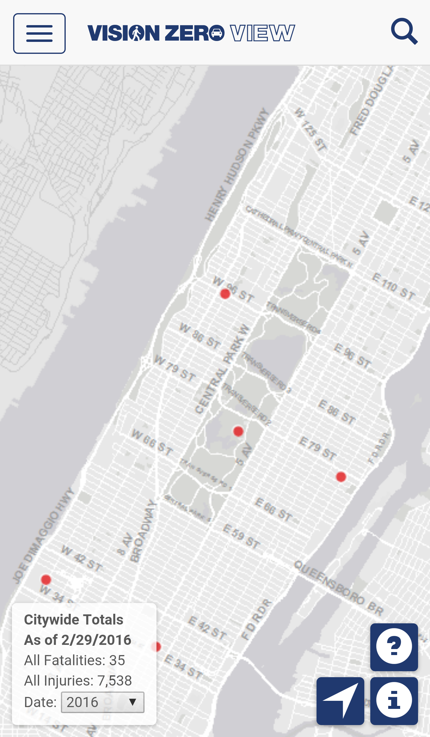 Android application NYC Vision Zero View screenshort