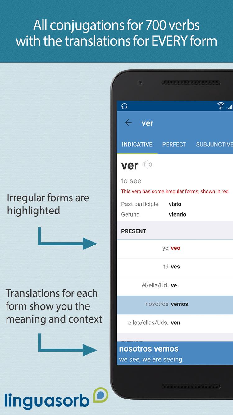 Android application Spanish Verbs - Linguasorb screenshort