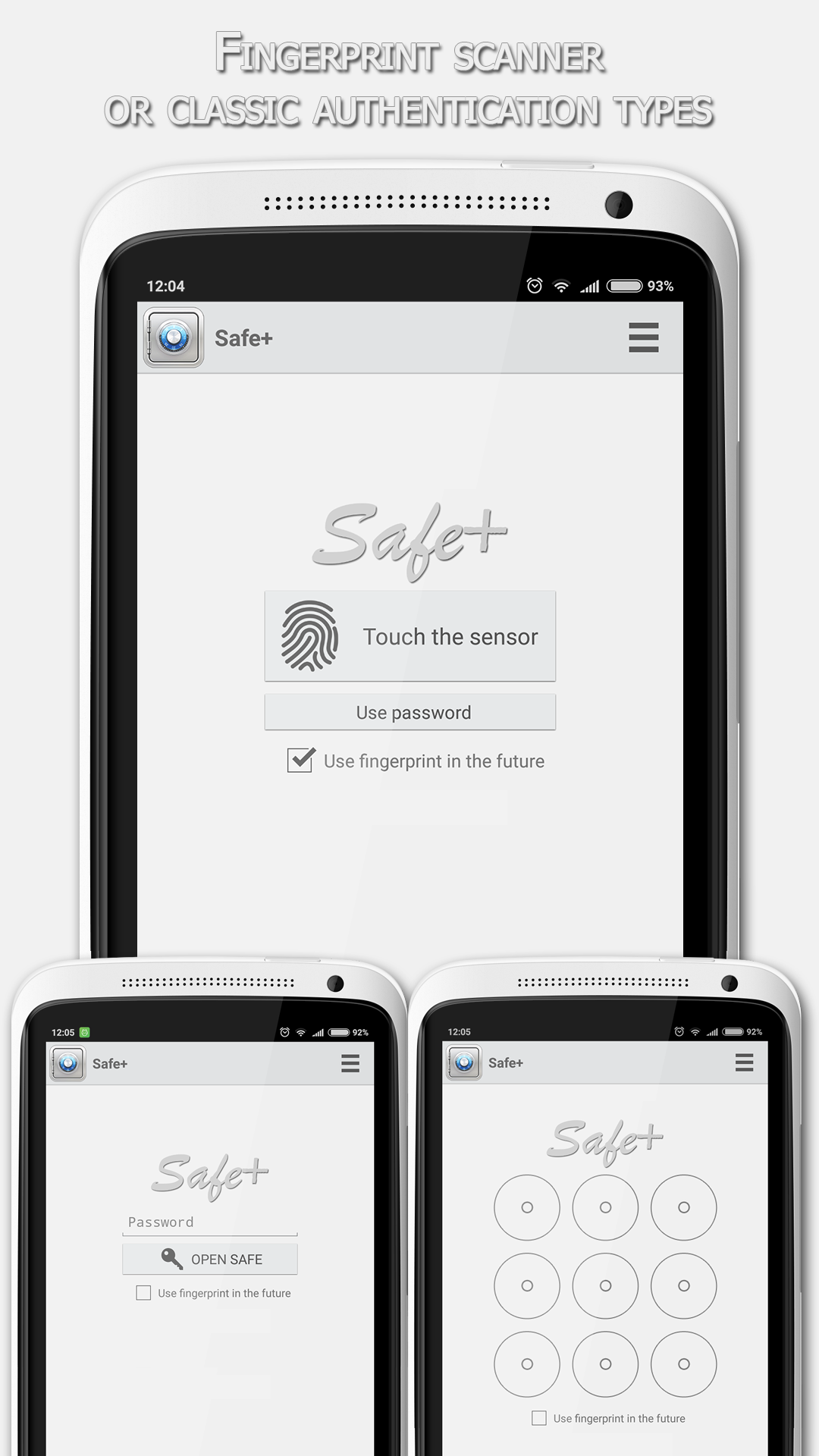 Android application Safe+ screenshort