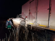 A first responder at the scene of a head-on collision on the N2 highway in the Eastern Cape near Butterworth which left 7 people dead on Saturday.