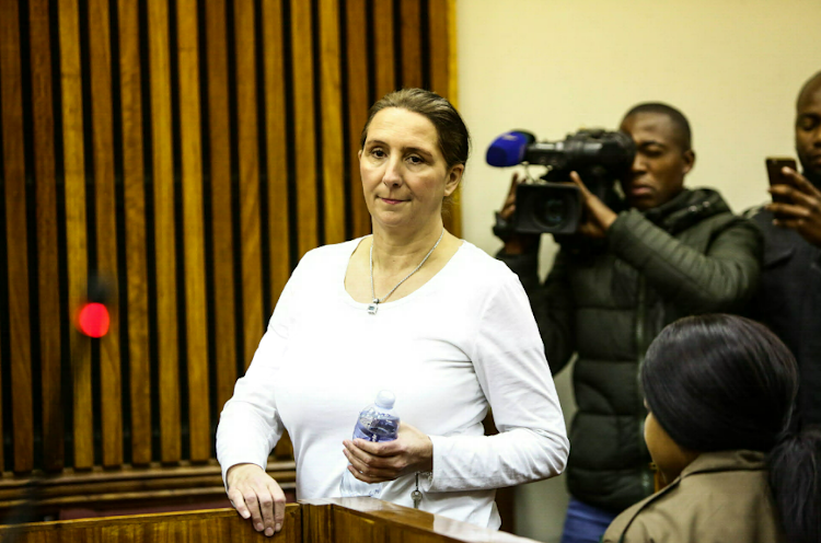 Vicki Momberg appears at the Randburg Magistrates Court in Johannesburg to apply for bail pending the appeal of her prison sentence for a racist rant that was caught on camera in 2016.