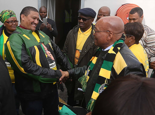 The money shot - Marius Fransman, welcomed back into the ranks of the ANC, shakes hands with President Jacob Zuma in Cape Town in Thursday. Picture: Esa Alexander, Sunday Times