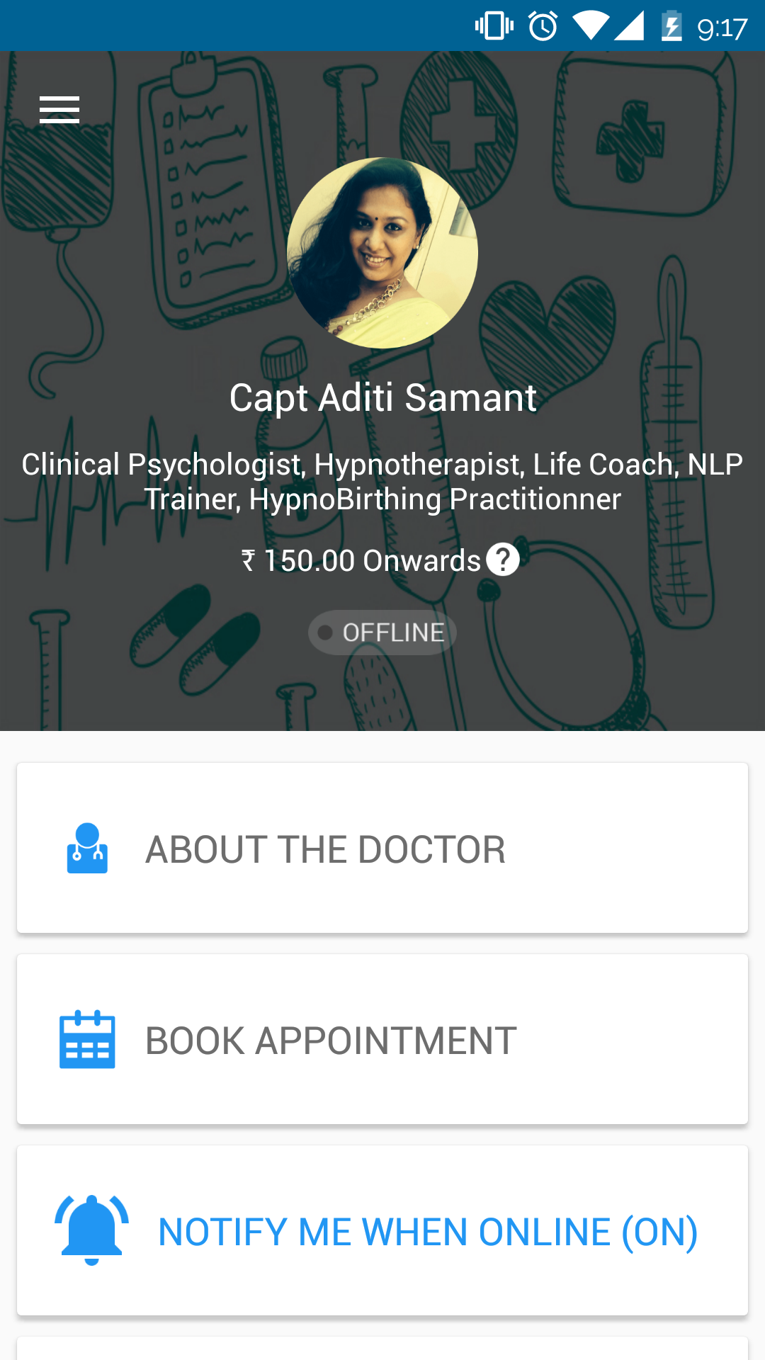 Android application Capt Aditi Samants M Clinic screenshort