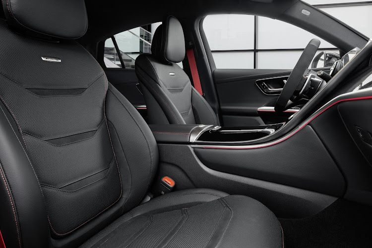 The AMG seats blend man-made leather with a suede-like microfibre. Picture: SUPPLIED