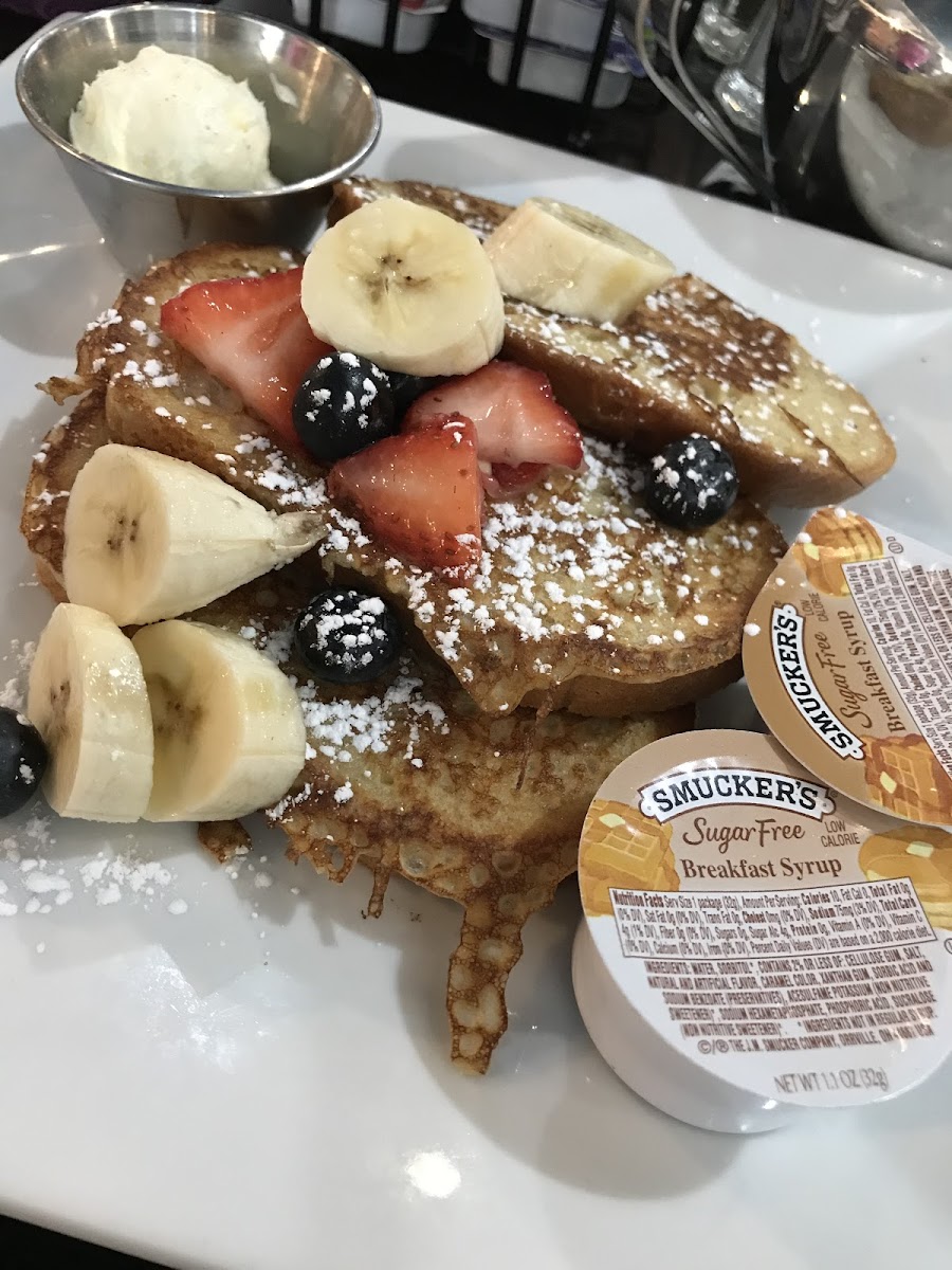 Gluten free pancakes ordered as-is. Delicious and not too sweet!