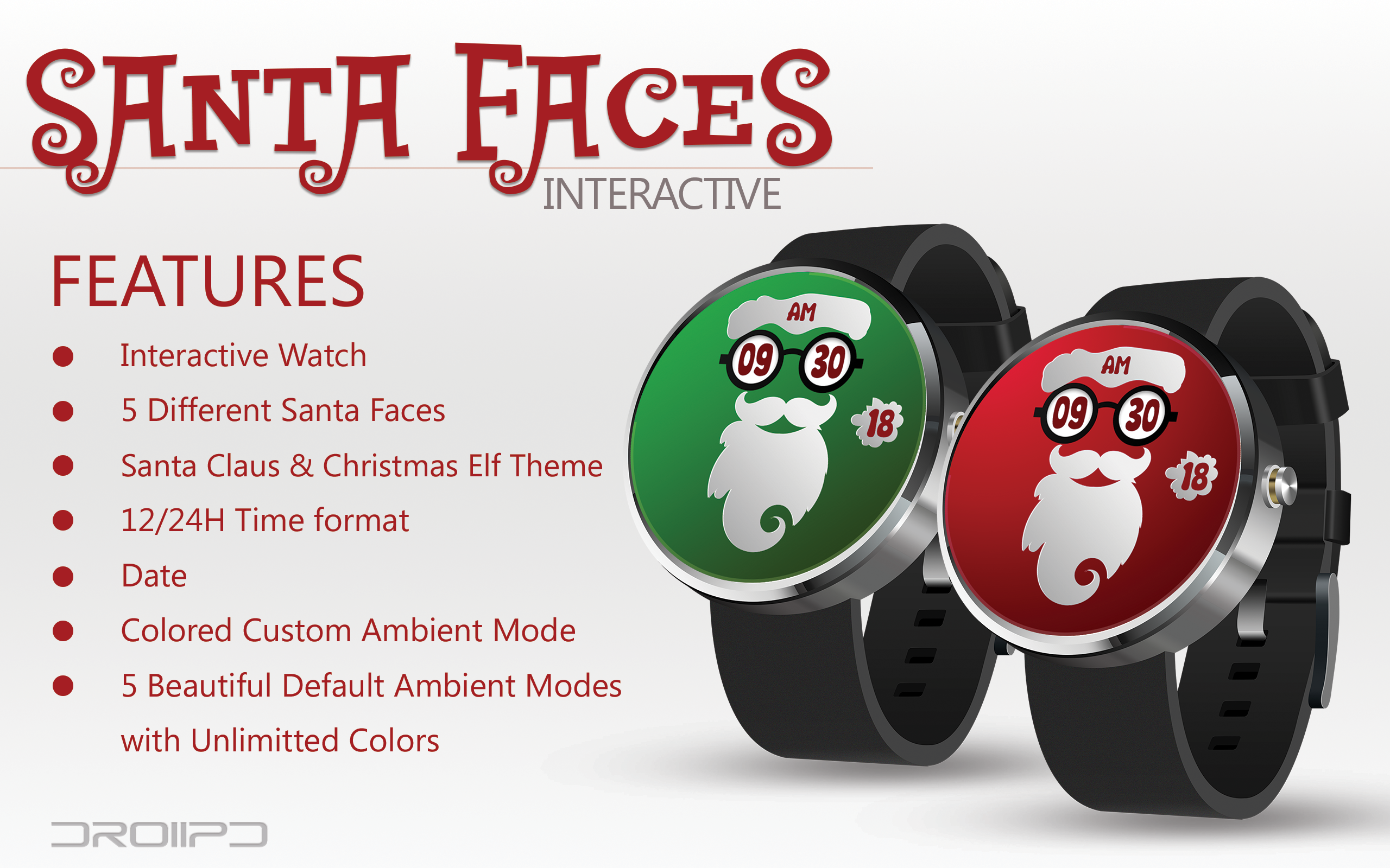 Android application Christmas Santa Face Watchface screenshort