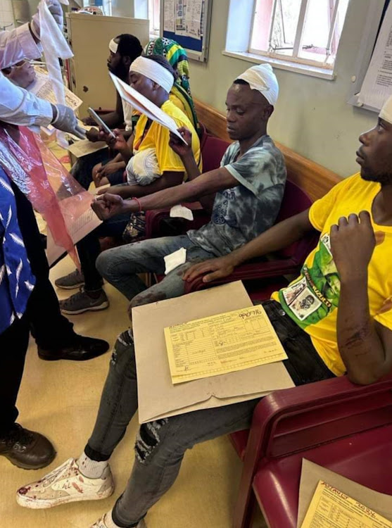 ANC supporters getting medical attention at KwaCeza Hospital in KwaZulu-Natal after they were assaulted allegedly by IFP members on Saturday.