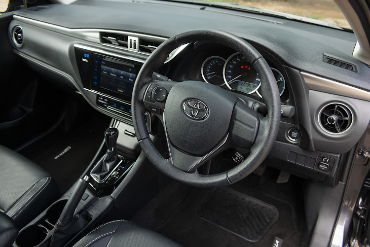 Interior features include keyless go, leather upholstery, rain-sensing wipers, cruise control, climate control, reverse camera, steering-mounted controls and an infotainment system with Bluetooth.