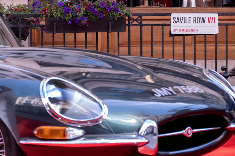 The Jaguar E-Type from the movie Kingsman was present on Savile Row.