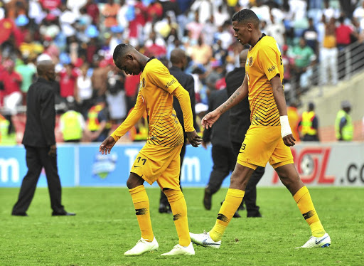 Khama Billiat and Mario Booysen of Kaizer Chiefs walk away in shame after losing the derby to Orlando Pirates.