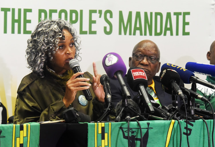 MK Party leader Jacob Zuma with Colleen Makhubele. File image