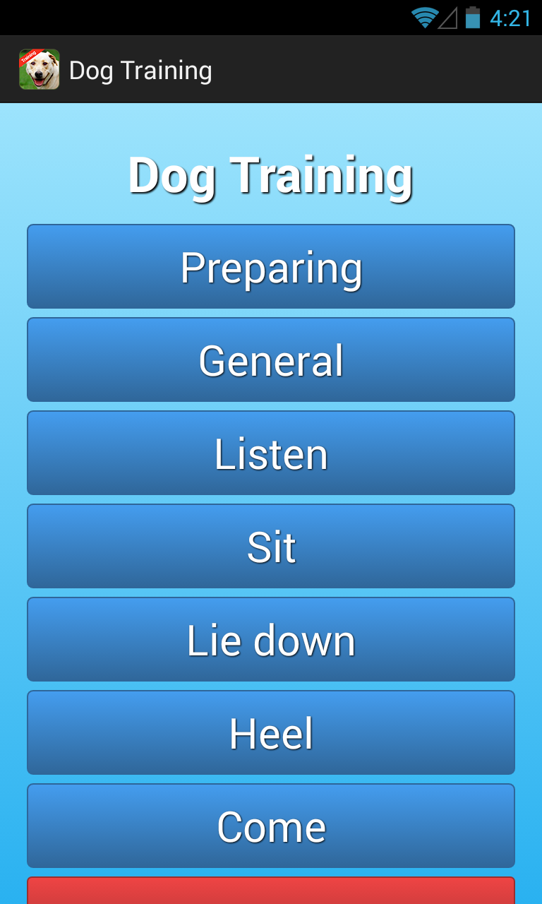 Android application Dog Training screenshort