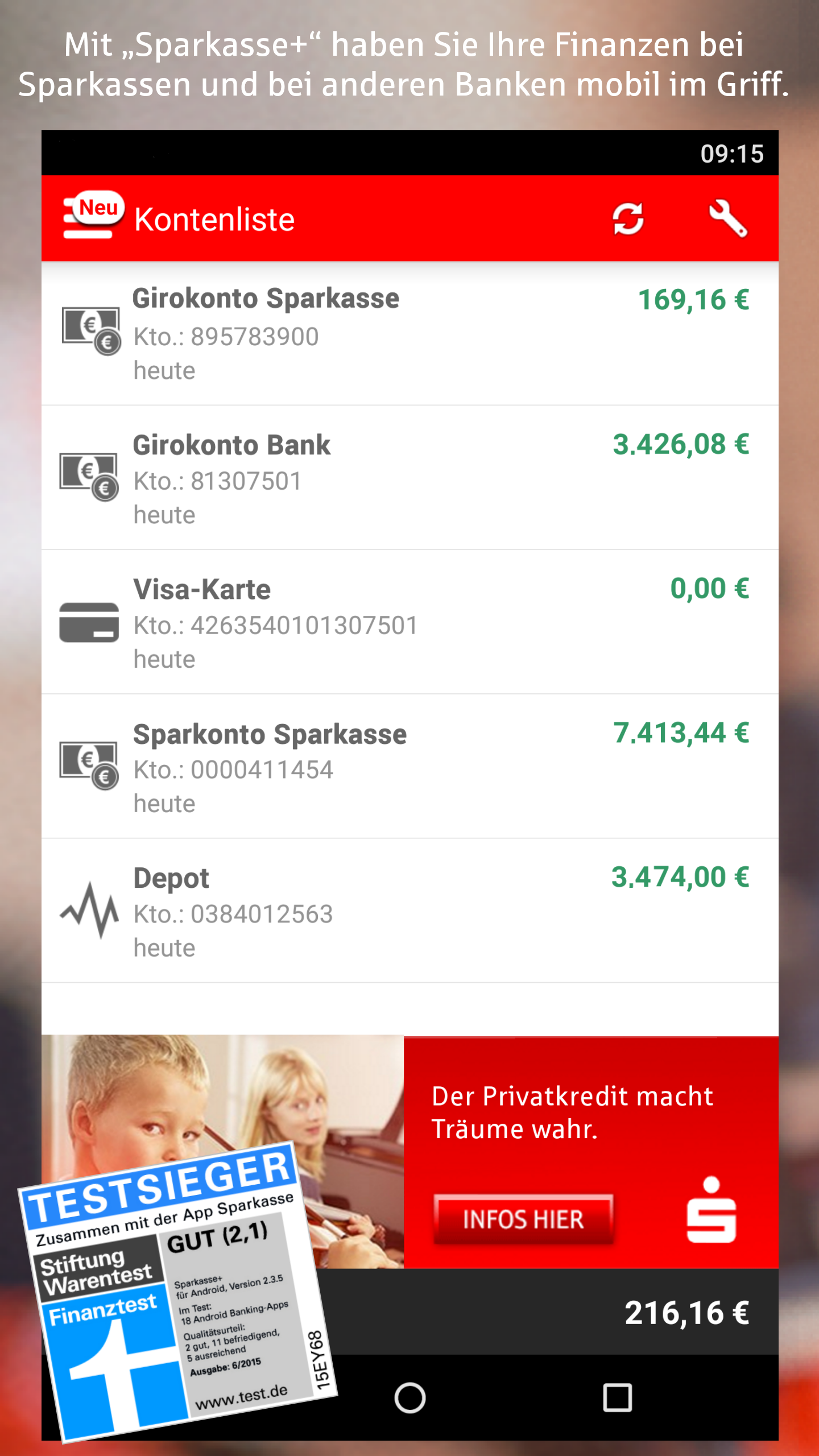 Android application Sparkasse+ screenshort
