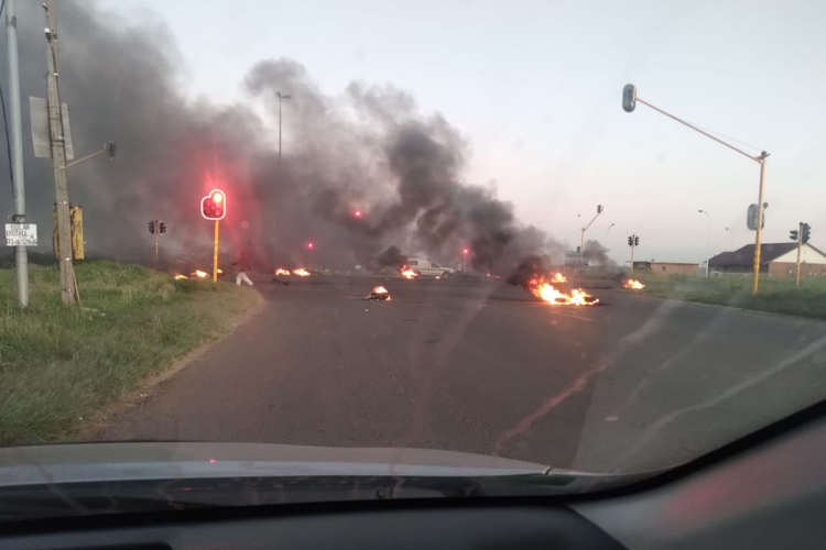 Roads were barricaded with burning tyres in Boksburg as residents protested against power cuts.