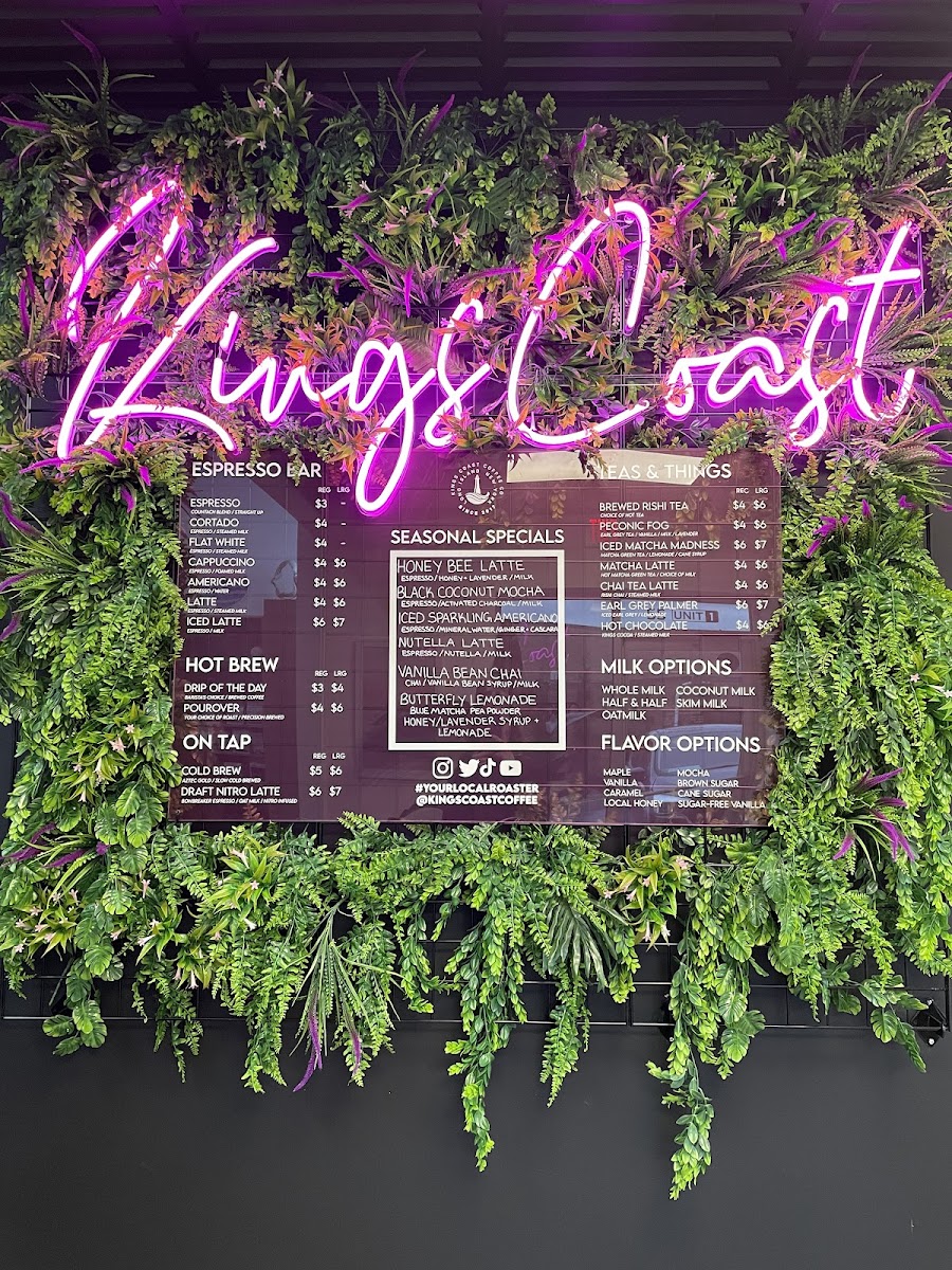 Kings Coast Coffee Company gluten-free menu