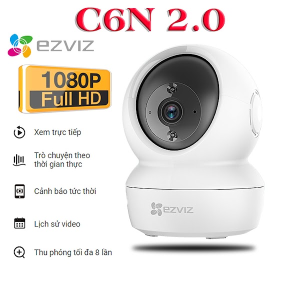 Camera Wifi 360 Ezviz C6N Chuẩn 2.0 Full HD 1080P Chính Hãng Giá Rẻ Hồng Ngoại Ban Đêm