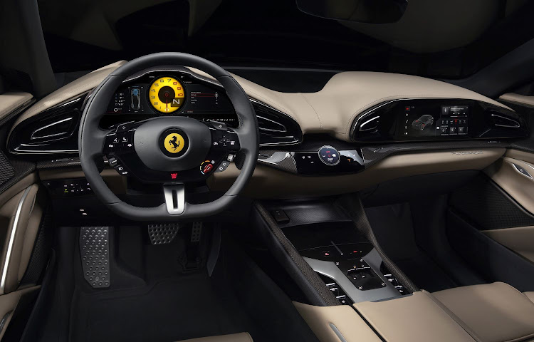The interior is always the main focus for luxury but here tech is replacing exquisite traditional elements including the instrumentation such as here in the new Ferrari Purosangue.