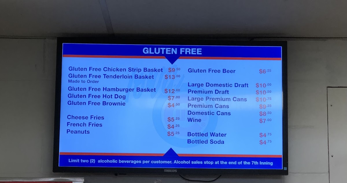 Gluten-Free Menu at Cub Pub
