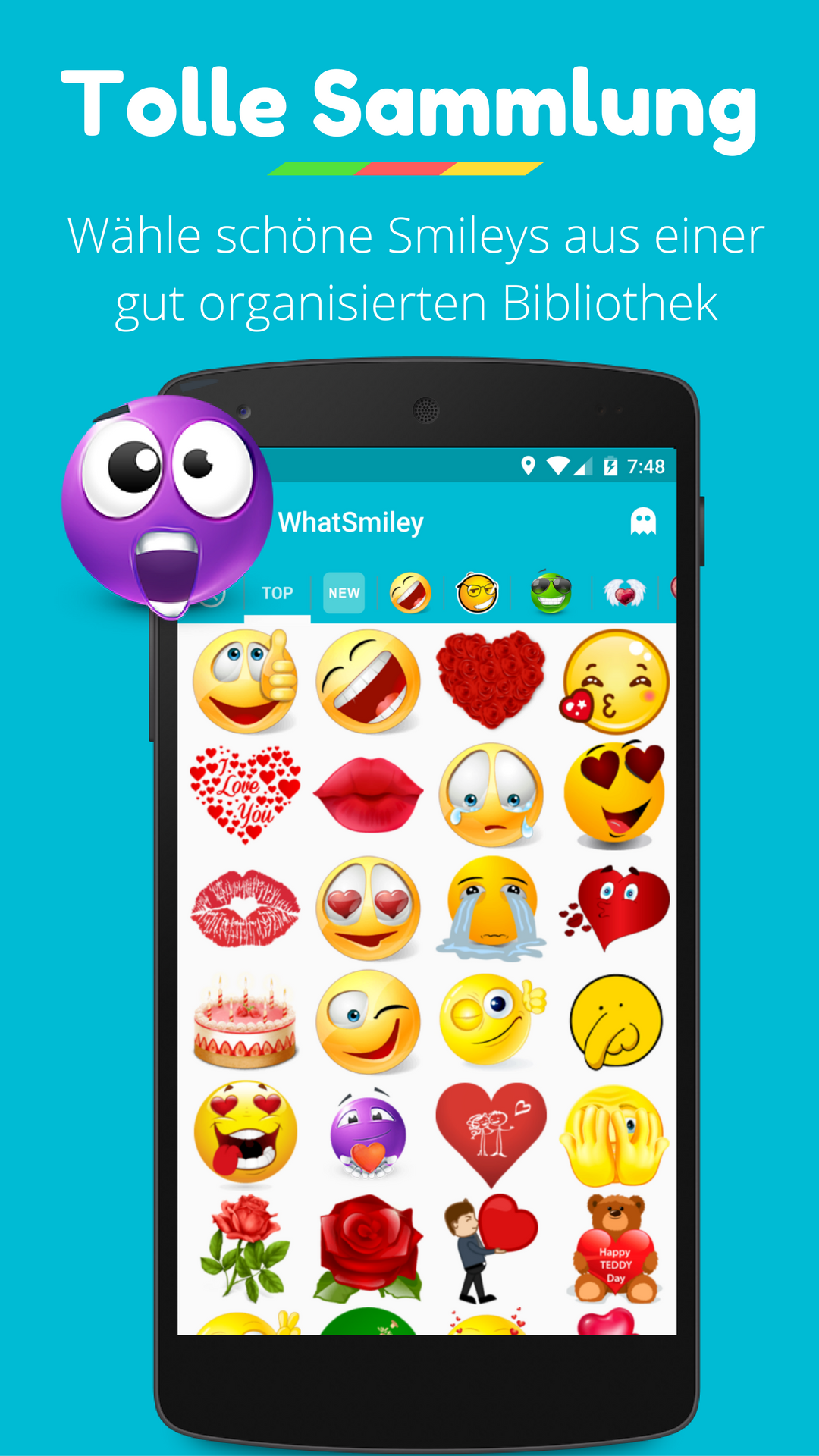 Android application WhatSmiley: Emojis WASticker screenshort