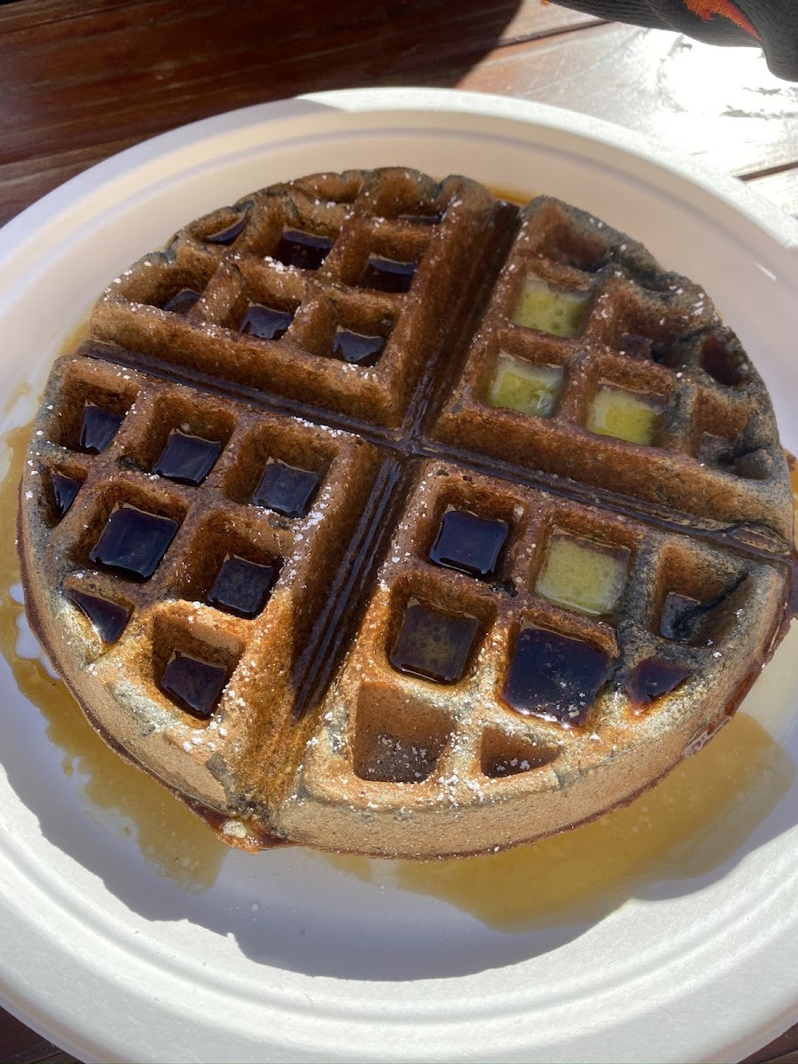 Plain blue corn waffle w butter and syrup!