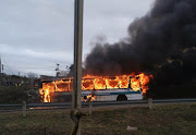 A Durban resident photographed the burning bus from his home on Monday morning.
