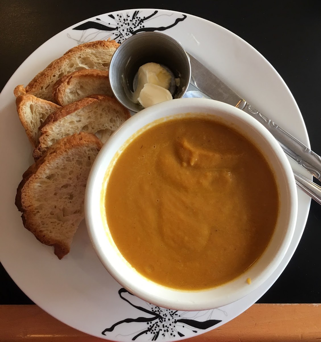 Curried Carrot Soup with gluten free Franz Mountain White Bread.