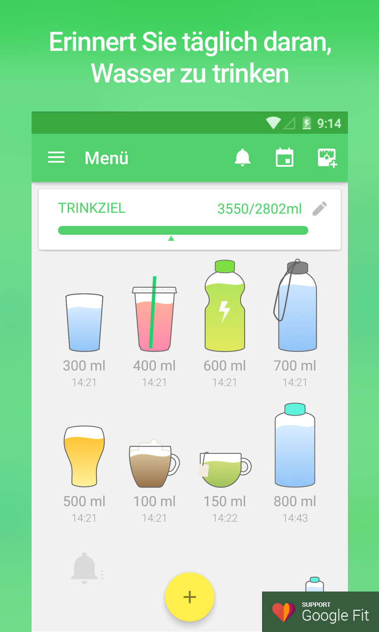 Android application Water Drink Reminder screenshort
