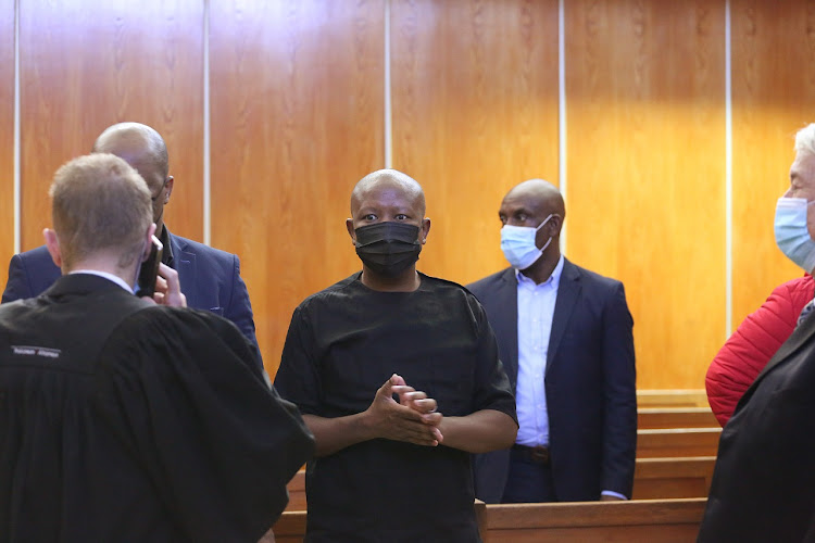EFF leader Julius Malema in the East London magistrate's court on Monday.
